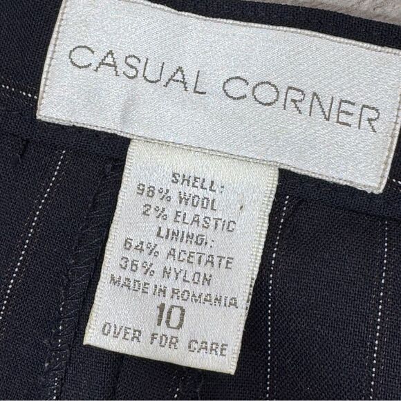 Casual Corner Pinstripe Cuff Hem Trouser Dress Pants Black 10 - Picture 9 of 13